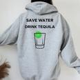 Humour Drinking Tequila Save Water Drink Tequila Felpa con cappuccio oversize da donna con stampa posteriore Sport Grey