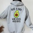 Just A Girl Who Loves Avocados Women Oversized Hoodie Back Print Sport Grey