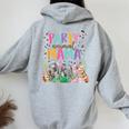 Mama Of The Birthday Boy Girl Zoo Theme Animal Party Women Oversized Hoodie Back Print Sport Grey