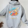 Nassau Bahamas Sea Turtle Scuba Diving Surfer Souvenir Women Oversized Hoodie Back Print Sport Grey