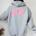 Preppy Cowgirl Varsity Pink Howdy Western Girls Women Oversized Hoodie Back Print Sport Grey