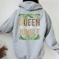 Queen Of The Jungle Queen Jungle Safari Wildlife Animals Women Oversized Hoodie Back Print Sport Grey