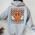 Race Day Vibes Checkered Flag Car Racing Mom Dad Race Car Women Oversized Hoodie Back Print Sport Grey