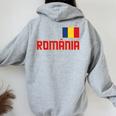 Romania Steagul Romaniei Bandiera Patriottica Rumena Felpa con cappuccio oversize da donna con stampa posteriore Sport Grey