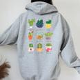 Succulent Cactus Plant Lover Gardener Pothead Birthday Felpa con cappuccio oversize da donna con stampa posteriore Sport Grey