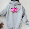 Troy Girl Con Scritta I Love Troy City Felpa con cappuccio oversize da donna con stampa posteriore Sport Grey
