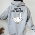 Trust Me I'm A Ducktor Duck Lover Doctor Ultra Pun Felpa con cappuccio oversize da donna con stampa posteriore Sport Grey