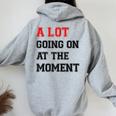 Un Sacco Di Cose In Corso Al Momento Per Uomini Donne Bambini Felpa con cappuccio oversize da donna con stampa posteriore Sport Grey