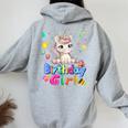 Unicorno Compleanno Principessa Girl Its My Birthday Unicorno Felpa con cappuccio oversize da donna con stampa posteriore Sport Grey