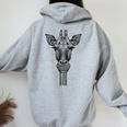 Yoga Giraffe Giraffe Mandala Ganesha Chakra Donna Tribale Felpa con cappuccio oversize da donna con stampa posteriore Sport Grey