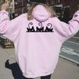3 Gatti Neri Divertente Idea Regalo Donna Ragazza Gatto Felpa con cappuccio oversize da donna con stampa posteriore Light Pink