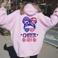 American Flag Cheer Girl 4Th July Usa Patriotic Cheerleader Women Oversized Hoodie Back Print Light Pink