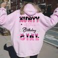 Aunty Of The Birthday Girl Mouse Family Matching Party Women Oversized Hoodie Back Print Light Pink
