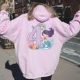Bambino 4° Compleanno Ragazza 4 Anni Sirene Compleanno Felpa con cappuccio oversize da donna con stampa posteriore Light Pink