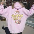 Bambino 4° Compleanno Ragazza Unicorno I'm 4 Years Old Mermaid Princess Felpa con cappuccio oversize da donna con stampa posteriore Light Pink