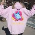 Bambino Ludovica Regalo Nome Ragazza Unicorno Felpa con cappuccio oversize da donna con stampa posteriore Light Pink