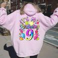 Bambino Ragazze È Il Mio Compleanno 9 Anni 9 ° Compleanno Felpa con cappuccio oversize da donna con stampa posteriore Light Pink