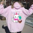 Bambino Tema Per Il 9° Compleanno Della Ragazza Gattino Buon Compleanno A Me Felpa con cappuccio oversize da donna con stampa posteriore Light Pink