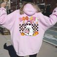 Boo-Jee Cute Ghost Coffee Toddler Girl Halloween Women Oversized Hoodie Back Print Light Pink