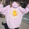 I Chooseiolence Duck Holding Coltello Maglia A Manica Felpa con cappuccio oversize da donna con stampa posteriore Light Pink