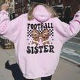 Coquette Bow American Football Sister Game Day Thanksgiving Women Oversized Hoodie Back Print Light Pink