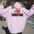 Divertente La Tomatina De Buñol 2024Alencia Spagna Felpa con cappuccio oversize da donna con stampa posteriore Light Pink