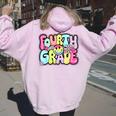 Fourth Grade Groovy Happy First Day Of School Bright Dots Women Oversized Hoodie Back Print Light Pink