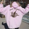 Raccoon Stay Trashy Vintage 90S Trash Panda Raccoon Women Oversized Hoodie Back Print Light Pink