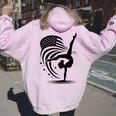 Girls 4Th Of July Gymnastics Usa American Flag Women Oversized Hoodie Back Print Light Pink