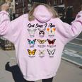 God Says I Am Butterfly Christian Jesus Lover Religious Women Oversized Hoodie Back Print Light Pink