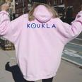 Greek Koukla Evil Eye Greek Pride Greek Woman Girl Greece Women Oversized Hoodie Back Print Light Pink