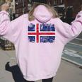 Islanda Bandiera Uomini Donne Bambini Islanda Felpa con cappuccio oversize da donna con stampa posteriore Light Pink