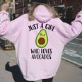 Just A Girl Who Loves Avocados Women Oversized Hoodie Back Print Light Pink