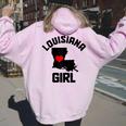 Louisiana New Orleans Heart State Map Pride Girl Felpa con cappuccio oversize da donna con stampa posteriore Light Pink