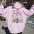Mama Of The Birthday Boy Girl Zoo Theme Animal Party Women Oversized Hoodie Back Print Light Pink