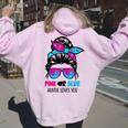 Messy Bun Pink Or Blue Auntie Loves You Gender Reveal Women Oversized Hoodie Back Print Light Pink