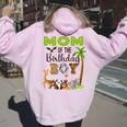 Mom Of The Birthday Boy Wild Zoo Theme Safari Party Women Oversized Hoodie Back Print Light Pink