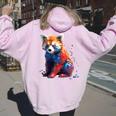 Opera D'arte Per Amanti Del Panda Rosso Motivo Animale Panda Rosso Felpa con cappuccio oversize da donna con stampa posteriore Light Pink