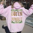Queen Of The Jungle Queen Jungle Safari Wildlife Animals Women Oversized Hoodie Back Print Light Pink