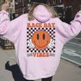 Race Day Vibes Checkered Flag Car Racing Mom Dad Race Car Women Oversized Hoodie Back Print Light Pink