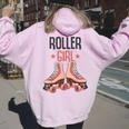 Roller Girl Pattini A Rotelle Pattinaggio Ragazza Divertente Felpa con cappuccio oversize da donna con stampa posteriore Light Pink