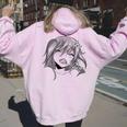 Waifu Girl Ahegao Pleasure Face Ecchi Hentai Otaku Felpa con cappuccio oversize da donna con stampa posteriore Light Pink