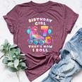 7Th Birthday Girl 7 Years Roller Skates Number 7 Bella Canvas T-shirt Heather Maroon
