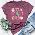 Coquette Bow Santa Claus Pink Merry Christmas Pajamas Bella Canvas T-shirt Heather Maroon