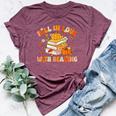 Fall In Love With Reading Book Autumn Pumpkins And Teachers Bella Canvas T-shirt Heather Maroon
