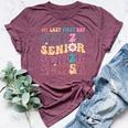 My Last First Day Senior 2025 Back To School Class Groovy Bella Canvas T-shirt Heather Maroon