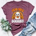 Read More Books Cute Booooks Ghost Pumpkin Teacher Halloween Bella Canvas T-shirt Heather Maroon