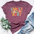 Retro Groovy Aunt 1St Birthday Auntie Matching Family Hippie Bella Canvas T-shirt Heather Maroon