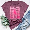 Retro Taylor First Name Personalized 80'S Pink Girl Bella Canvas T-shirt Heather Maroon