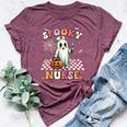 Spooky Nurse Ghost Halloween Cute Groovy Nursing Halloween Bella Canvas T-shirt Heather Maroon
